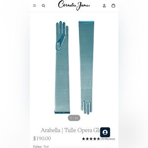 Cornelia James Teal Opera Gloves size 7